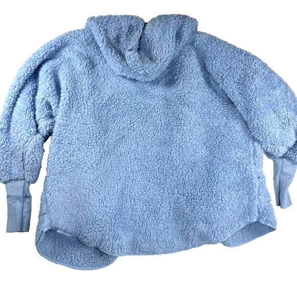 Nordic Beach Wrap Hoodie One Size Blue Soft Sherpa Ultra Plush Cozy Cabincore - Picture 4 of 5